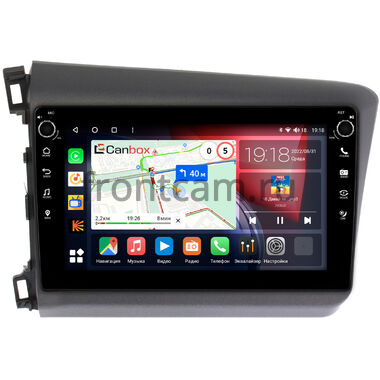 Honda Civic 9 4D 2011-2015 (левый руль, седан) Canbox H-Line 7802-9166 на Android 10 (4G-SIM, 4/32, DSP, IPS) С крутилками