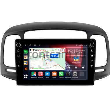 Hyundai Verna 2005-2010 (черная) Canbox H-Line 7803-9-1411 Android 10 (4G-SIM, 4/64, DSP, IPS) С крутилками