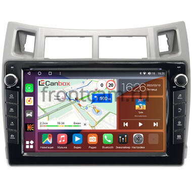 Toyota Vitz 2 (XP90), Yaris 2 (2005-2012) (серебренная) Canbox H-Line 7822-9-100 на Android 10 (4G-SIM, 4/32, DSP, IPS) С крутилками