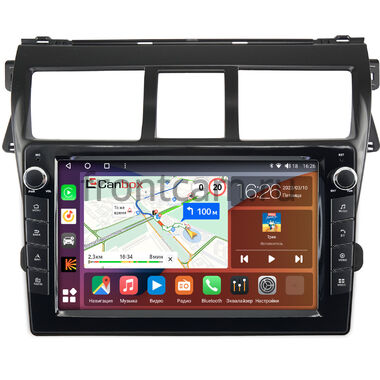 Toyota Belta, Vios, Yaris sedan (2005-2012) (черная, матовая) Canbox H-Line 7822-9-402 на Android 10 (4G-SIM, 4/32, DSP, IPS) С крутилками