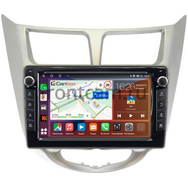 Hyundai Solaris, Accent 4 (2010-2019) (серебро) Canbox H-Line 7822-9270 на Android 10 (4G-SIM, 4/32, DSP, IPS) С крутилками