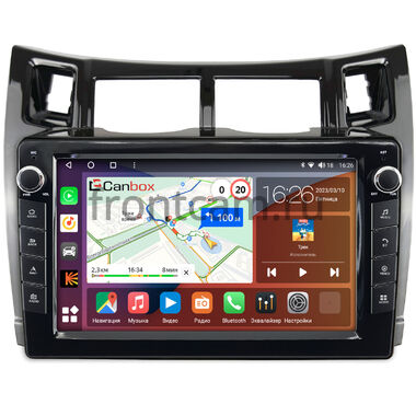 Toyota Vitz 2 (XP90), Yaris 2 (2005-2012) (черная, глянцевая) Canbox H-Line 7823-9-172 Android 10 (4G-SIM, 4/64, DSP, IPS) С крутилками