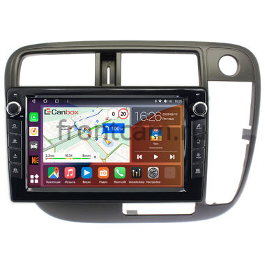 Honda Civic 6 1995-2000 (с кондиционером, правый руль) Canbox H-Line 7823-9-226 Android 10 (4G-SIM, 4/64, DSP, IPS) С крутилками