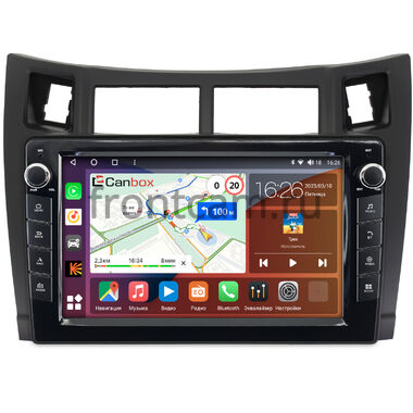 Toyota Vitz 2 (XP90), Yaris 2 (2005-2012) (черная, матовая) Canbox H-Line 7823-9122 Android 10 (4G-SIM, 4/64, DSP, IPS) С крутилками