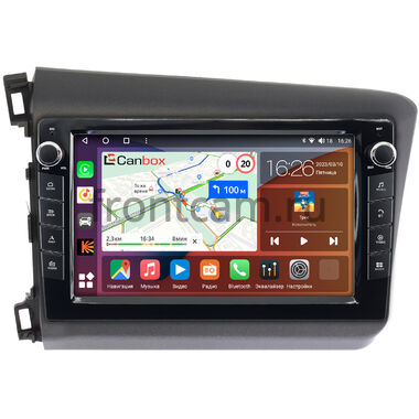 Honda Civic 9 4D 2011-2015 (левый руль, седан) Canbox H-Line 7824-9166 на Android 10 (4G-SIM, 6/128, DSP, IPS) С крутилками