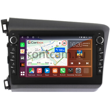 Honda Civic 9 4D 2011-2015 (левый руль, седан) Canbox H-Line 7833-9166 на Android 10 (4G-SIM, 4/64, DSP, IPS) С крутилками