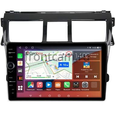 Toyota Belta, Vios, Yaris sedan (2005-2012) (черная, глянцевая) Canbox H-Line 7843-9-403 на Android 10 (4G-SIM, 4/64, DSP, QLed)