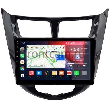 Hyundai Solaris, Accent 4 2010-2019 (черная, глянцевая) Canbox GT9-0093 2/32 на Android 10 (IPS, DSP, CarPlay)