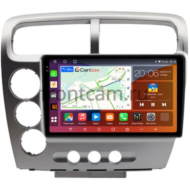 Honda Civic 7 2000-2006 (для авто с климат-контролем, левый руль, серебряная) Canbox H-Line 2K 4186-9-1479 на Android 10 (4G-SIM, 8/256, DSP, QLed)