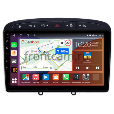 Peugeot 308, 408, RCZ 2007-2022 (черная) Canbox H-Line 4196-9-0705 на Android 10 (4G-SIM, 6/128, DSP, QLed)