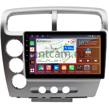 Honda Civic 7 2000-2006 (для авто с климат-контролем, левый руль, серебряная) Canbox H-Line 4196-9-1479 на Android 10 (4G-SIM, 6/128, DSP, QLed)