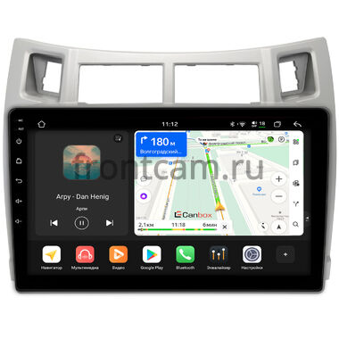Toyota Vitz 2 (XP90), Yaris 2 2005-2012 (серебряная) Canbox H-Line 5197-9-100 на Android 14 (4G-SIM, 8/128, DSP, QLed)