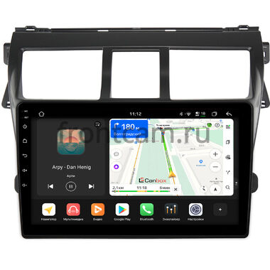 Toyota Belta, Vios, Yaris sedan 2005-2012 (черная, матовая) Canbox H-Line 5196-9-402 на Android 14 (4G-SIM, 6/128, DSP, QLed)