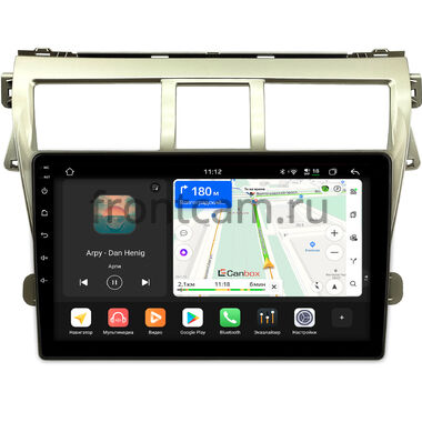 Toyota Belta, Vios, Yaris sedan 2005-2012 (золотая) Canbox H-Line 5197-9068 на Android 14 (4G-SIM, 8/128, DSP, QLed)