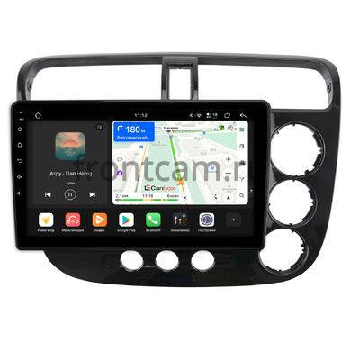 Honda Civic 7 2000-2006 (для авто с климат-контролем, правый руль, глянцевая, черная) Canbox H-Line 5196-9206 на Android 14 (4G-SIM, 6/128, DSP, QLed)