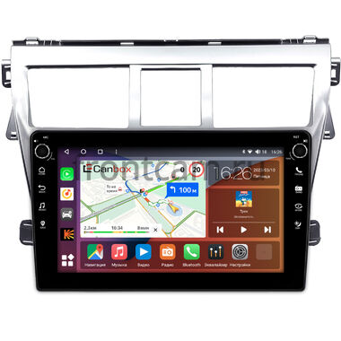 Toyota Belta, Vios, Yaris sedan (2005-2012) (серебренная) Canbox H-Line 7802-9-1656 на Android 10 (4G-SIM, 4/32, DSP, IPS) С крутилками