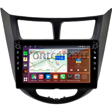 Hyundai Solaris, Accent 4 2010-2019 (черная, матовая) Canbox H-Line 7802-9-2093 на Android 10 (4G-SIM, 4/32, DSP, IPS) С крутилками