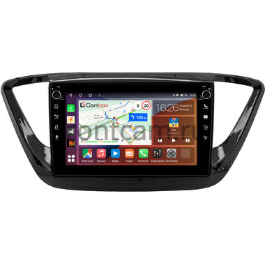 Hyundai Solaris 2 2017-2020 (черная, глянцевая) Canbox H-Line 7803-9-0157 на Android 10 (4G-SIM, 4/64, DSP, IPS) С крутилками