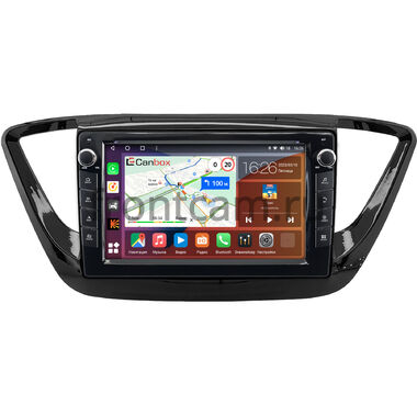 Hyundai Solaris 2 2017-2020 (черная, глянцевая) Canbox H-Line 7822-9-0157 на Android 10 (4G-SIM, 4/32, DSP, IPS) С крутилками