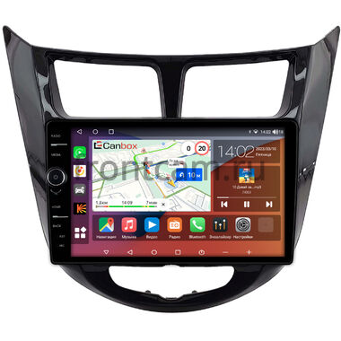 Hyundai Solaris, Accent 4 2010-2019 (черная, глянцевая) Canbox H-Line 7842-9-0093 на Android 10 (4G-SIM, 4/32, DSP, QLed)