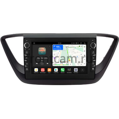 Hyundai Solaris 2 2017-2024 (черная, матовая) Canbox H-Line 8834-9-0234 Android 14 (4G-SIM, 6/128, DSP, IPS) С крутилками