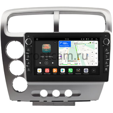 Honda Civic 7 2000-2006 (для авто с климат-контролем, левый руль, серебряная) Canbox H-Line 8834-9-1479 на Android 14 (4G-SIM, 6/128, DSP, IPS) С крутилками
