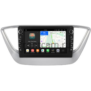 Hyundai Solaris 2 2017-2024 (серебряная) Canbox H-Line 8834-9039 на Android 14 (4G-SIM, 6/128, DSP, IPS) С крутилками