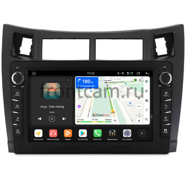 Toyota Vitz 2 (XP90), Yaris 2 2005-2012 (черная, матовая) Canbox H-Line 8834-9122 Android 14 (4G-SIM, 6/128, DSP, IPS) С крутилками
