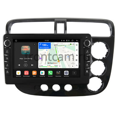 Honda Civic 7 2000-2006 (для авто с климат-контролем, правый руль, глянцевая, черная) Canbox H-Line 8834-9206 Android 14 (4G-SIM, 6/128, DSP, IPS) С крутилками