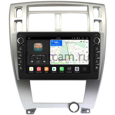 Hyundai Tucson 2004-2010 (серебряная) Canbox H-Line 8837-10-HY166T на Android 14 (4G-SIM, 4/64, DSP, QLed) С крутилками
