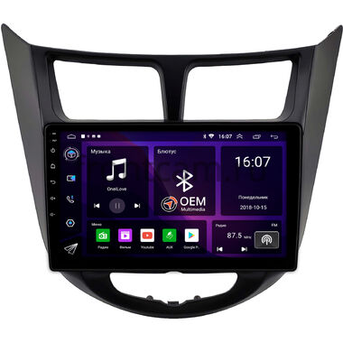 Hyundai Solaris, Accent 4 2010-2019 (черная, матовая) OEM GT9-2093 2/16 на Android 10