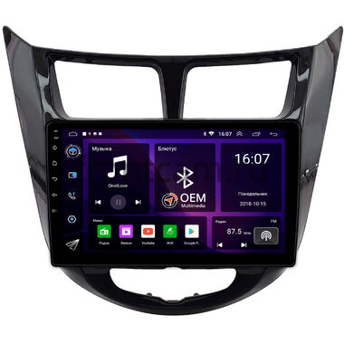 Hyundai Solaris, Accent 4 2010-2019 (черная, глянцевая) OEM RK9-0093 на Android 10