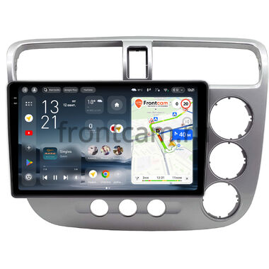 Honda Civic 7 2000-2006 (для авто с климат-контролем, правый руль, глянцевая, серебряная) Teyes CC4 Pro 2K 12/256 9.5 дюймов RM-9-2720 на Android 13 (4G-SIM, DSP, QLed, AI)