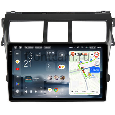 Toyota Belta, Vios, Yaris sedan 2005-2012 (черная, матовая) Teyes CC4 Pro 2K 12/256 9.5 дюймов RM-9-402 на Android 13 (4G-SIM, DSP, QLed, AI)