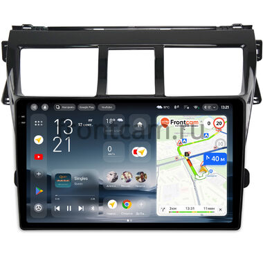 Toyota Belta, Vios, Yaris sedan 2005-2012 (черная, глянцевая) Teyes CC4 Pro 2K 8/128 9.5 дюймов Split System RM-9-403 на Android 13 (4G-SIM, DSP, QLed, AI)