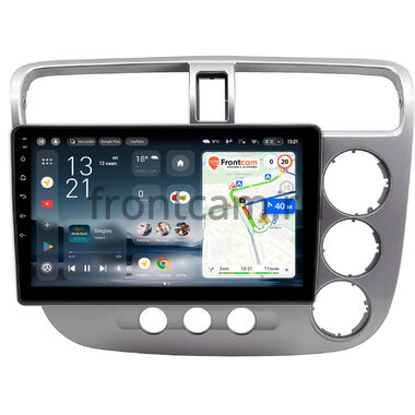 Honda Civic 7 2000-2006 (для авто с климат-контролем, правый руль, глянцевая, серебряная) Teyes CC4L 4/64 9 дюймов RM-9-2720 на Android 14 (4G-SIM, IPS, AI)