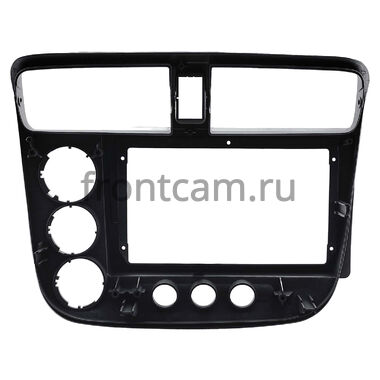 Рамка RM-9-2720 под магнитолу 9 дюймов для Honda Civic 7 (2000-2006) (для авто с климат-контролем, правый руль, глянцевая, серебренная)