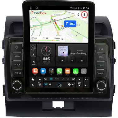 Toyota Land Cruiser 200 2007-2015 (Тип D, для авто без NAVI, черная матовая) Canbox GTR095-10-010-1 на Android 10 (QLed, 4/64, DSP, CarPlay)