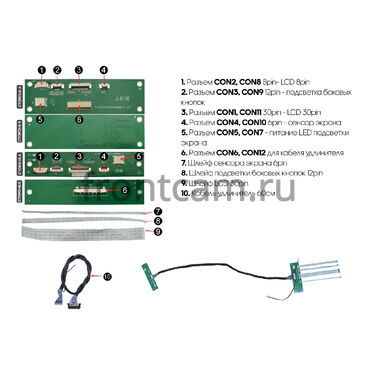 Комплект KR-910 для переноса корпуса магнитолы 9/10 дюймов в 0 din (металл) Split system