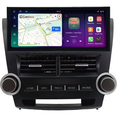 Toyota Highlander 2 (U40) 2007-2013 12.3 дюйма Canbox H-Line 4411-0855 на Android 14 (4G-SIM, 6/128, DSP, QLed) Lexus Style