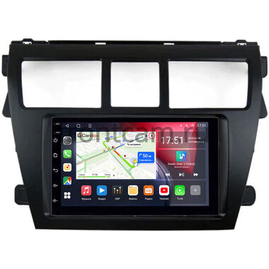 Toyota Belta, Vios, Yaris sedan 2005-2012 (черная) Canbox L-Line 4475-RP-11-402-440 на Android 10 (4G-SIM, 6/128, TS18, DSP, QLed)