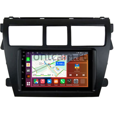 Toyota Belta, Vios, Yaris sedan 2005-2012 (черная) Canbox H-Line 4477-RP-11-402-440 на Android 10 (4G-SIM, 4/32, DSP, QLed)