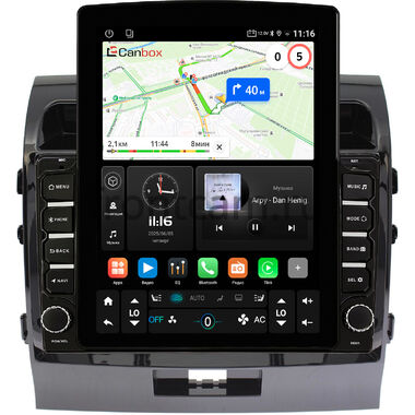 Toyota Land Cruiser 200 2007-2015 (Тип D, для авто без NAVI, черная глянцевая) Canbox GT095-1004 на Android 10 (QLed, 2/32, DSP, CarPlay)