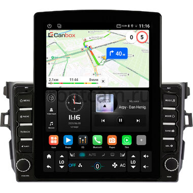 Toyota Corolla (E150) 2006-2013 (черная, без воздуховодов) Canbox GT095-9094 на Android 10 (QLed, 2/32, DSP, CarPlay)