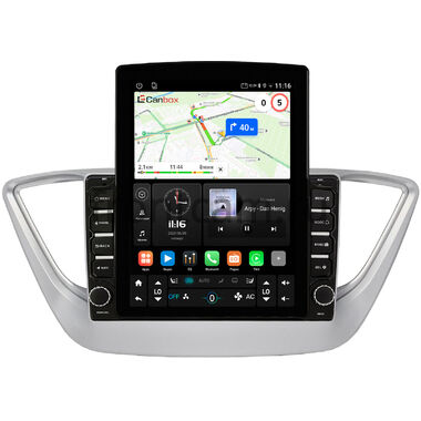 Hyundai Solaris 2 2017-2024 (серебряная) Canbox GT095-9039 на Android 10 (QLed, 2/32, DSP, CarPlay)