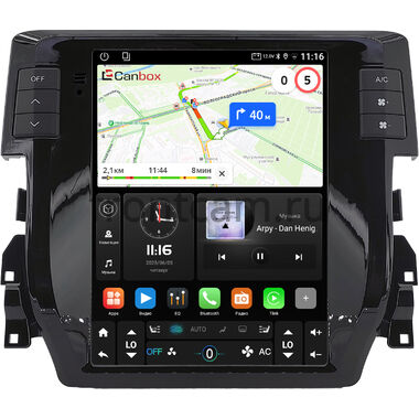 Honda Civic 10 2015-2021 (глянцевая) Canbox (Tesla style) 9.7 дюймов 4/64 GTR096-1312-188 на Android 10 (QLed, DSP, CarPlay)