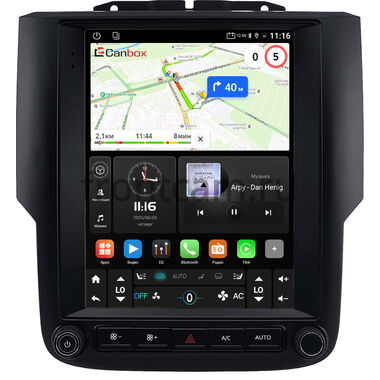 Dodge RAM 4 (DS/DJ) 2013-2023 (для авто с монитором) Canbox (Tesla style) 9.7 дюймов 2/32 GT096-1312-242 на Android 10 (QLed, DSP, CarPlay)