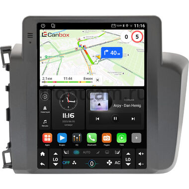 Honda Civic 9 4D 2011-2015 (левый руль, седан) Canbox (Tesla style) 9.7 дюймов 4/64 GTR096-1312-44 на Android 10 (QLed, DSP, CarPlay)