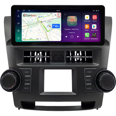 Toyota Highlander 2 (U40) 2007-2013 (Вид 1) 12.3 дюйма Canbox H-Line 8819-0528 на Android 14 (4G-SIM, 8/128, DSP, QLed) Audi Style