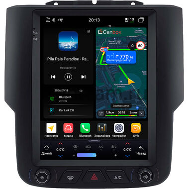 Dodge RAM 4 (DS/DJ) 2013-2023 (для авто с монитором) Canbox H-Line (Tesla style) 9.7 дюймов 6/128 6623-1312-253 на Android 14 (4G-SIM, DSP, QLed)